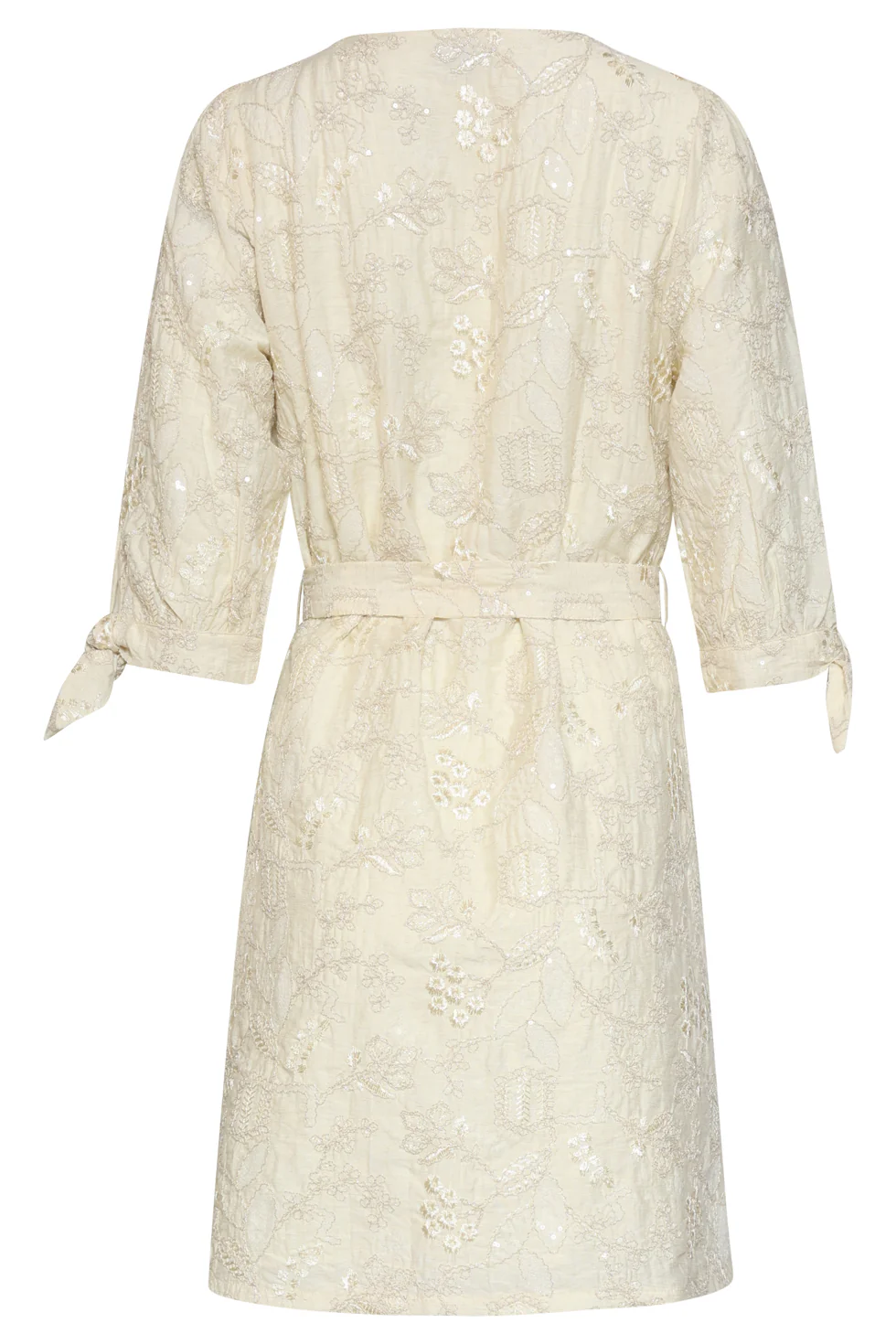 Jurk Met Pailletten En Borduurdetails | Off White - Silver - Image 13