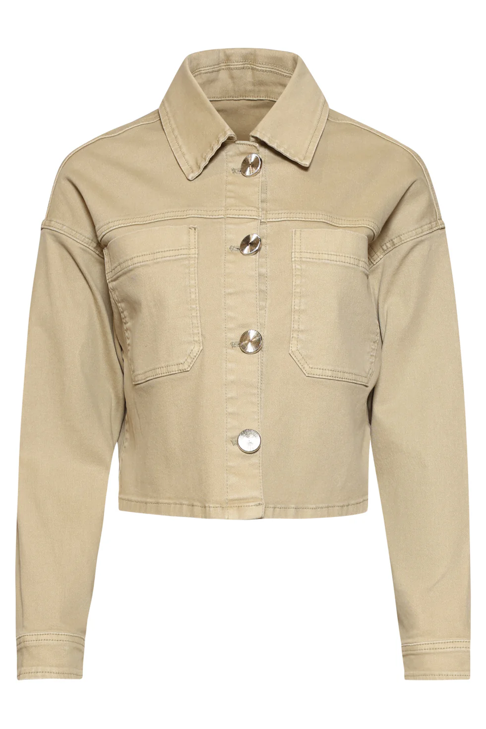 Kort Denim Jasje – Lichtblauw | Dark Sand - Image 6