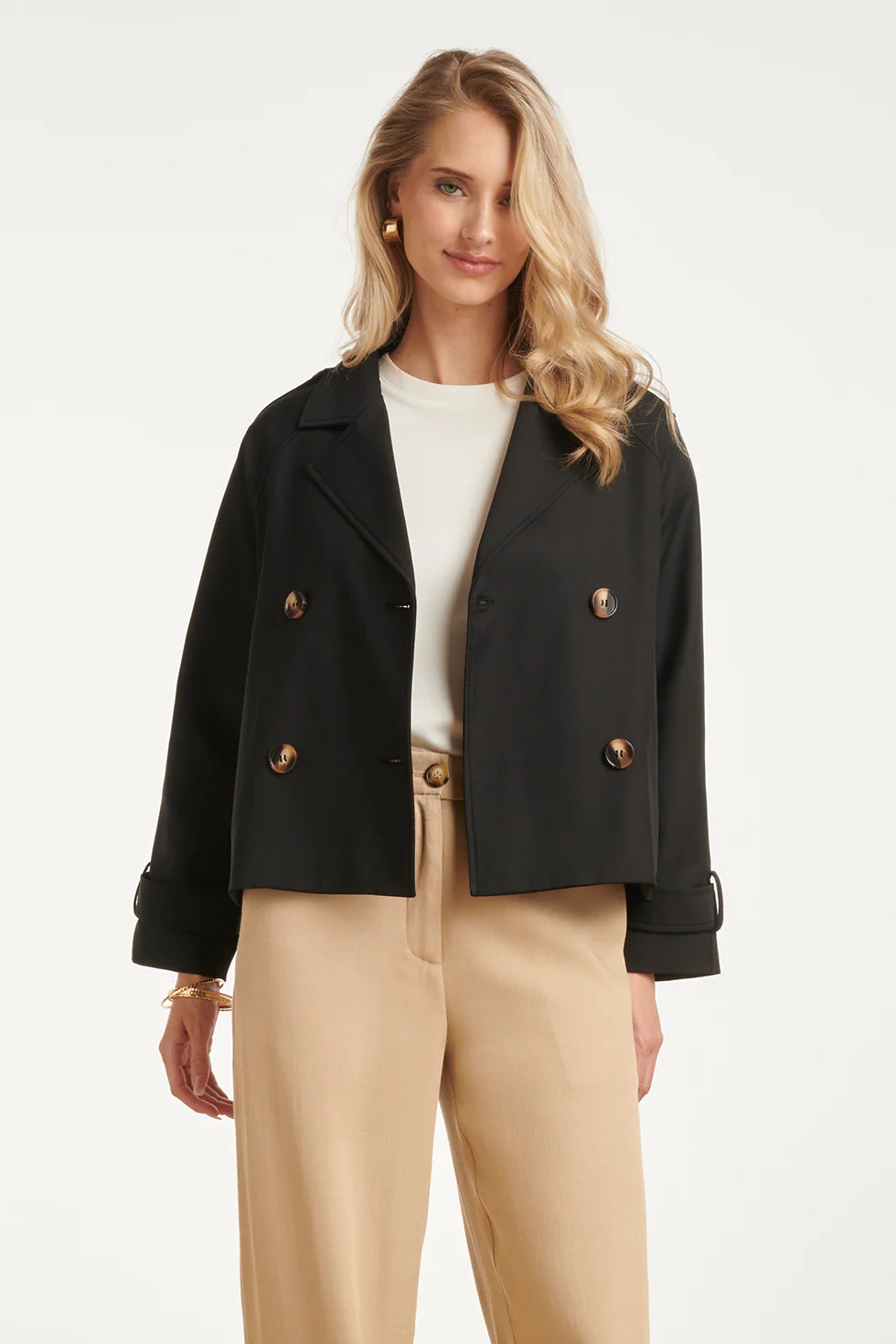 Kort Double-Breasted Trench Coat | Black - Image 2