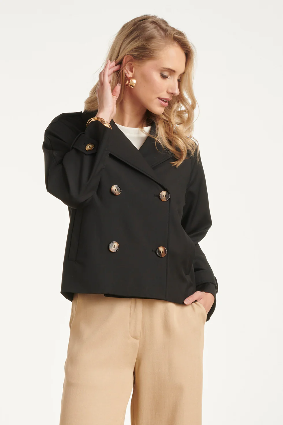 Kort Double-Breasted Trench Coat | Black - Image 8