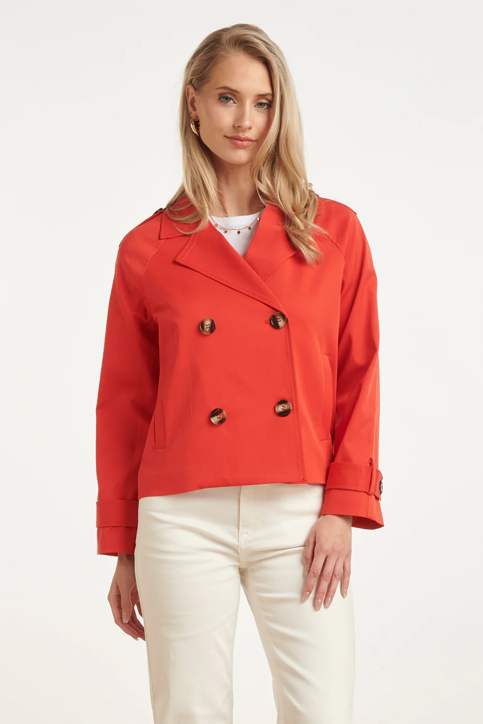 Kort Double-Breasted Trench Coat | Red - Image 2