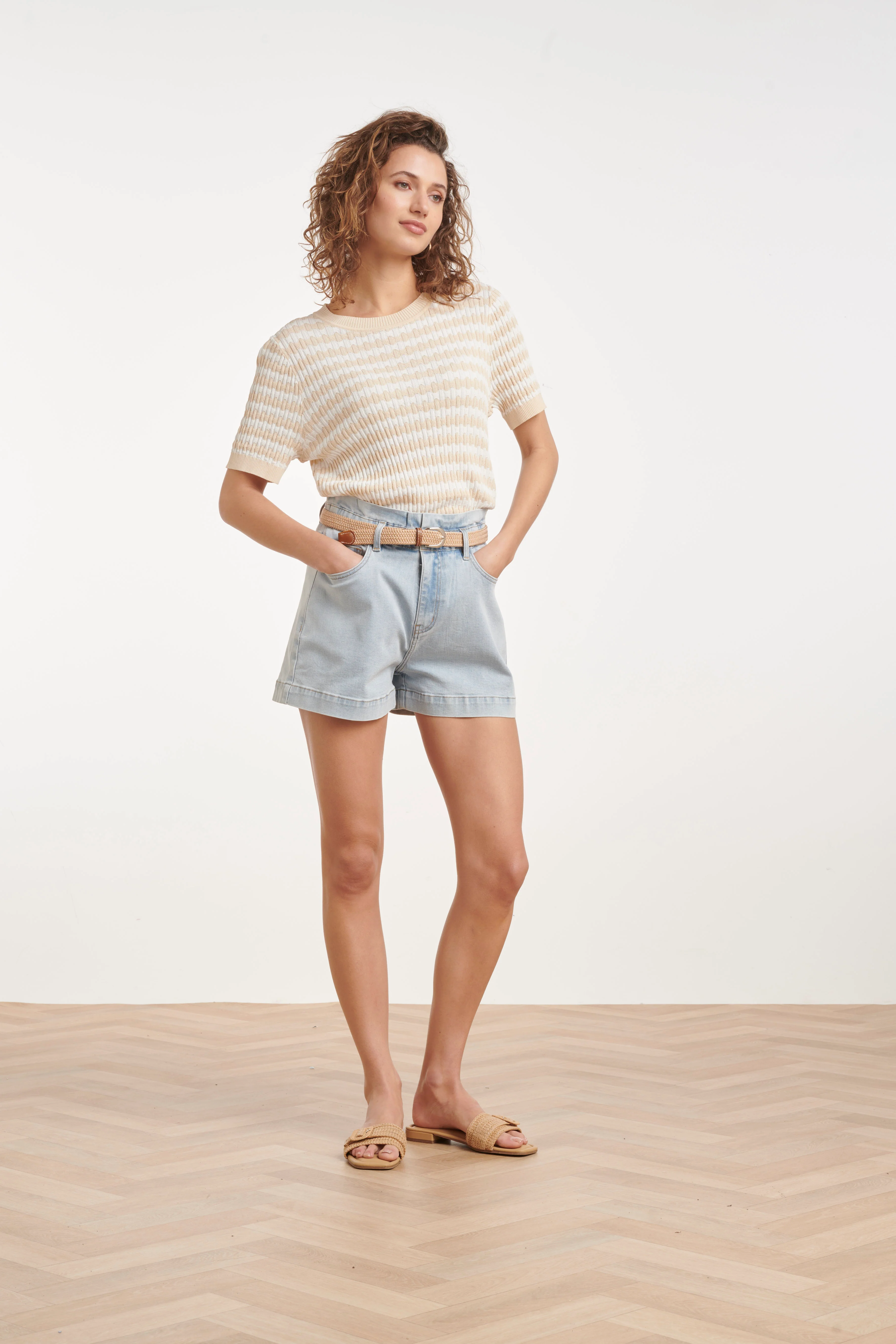 Korte Broek Met Riem En Hoge Taille | Denim - Image 5