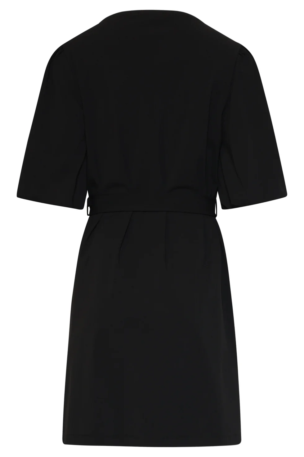 Korte Travel Kwaliteit V-Hals Jurk Met Ceintuur | Black - Image 7