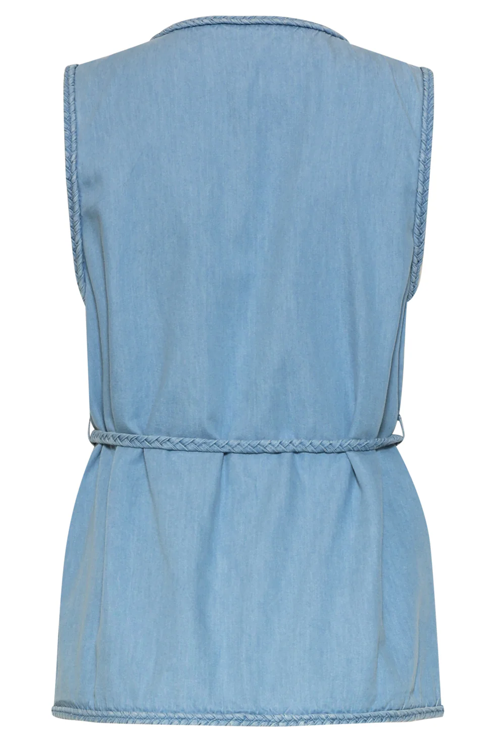 Lichtblauw Denim Look Gilet Met Ceintuur | Denim - Image 14