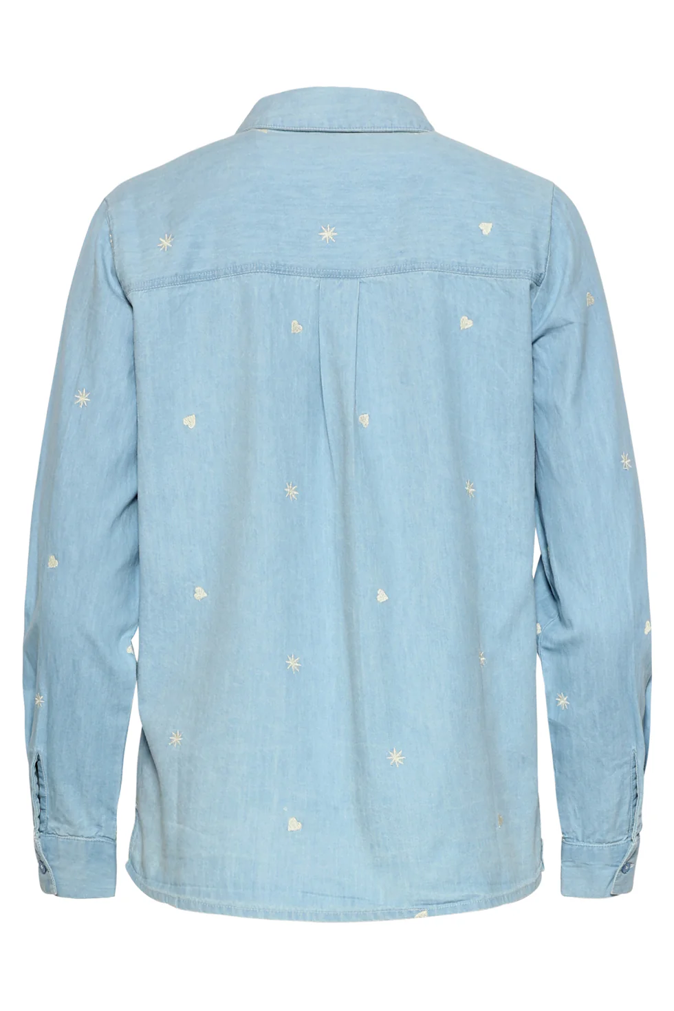 Lichtblauwe Blouse Met Geborduurde Sterren En Hartjes | Denim - Off White - Image 13