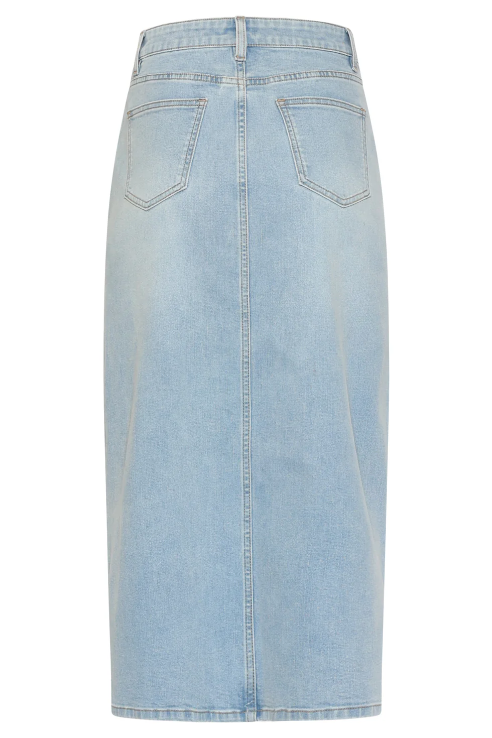 Lichtblauwe Denim Midi Rok Met Split | Denim - Image 8