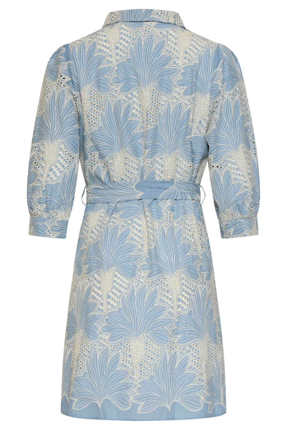 Lichtblauwe Jurk Met Witte Broderie Print | Light Blue - Off White - Image 14