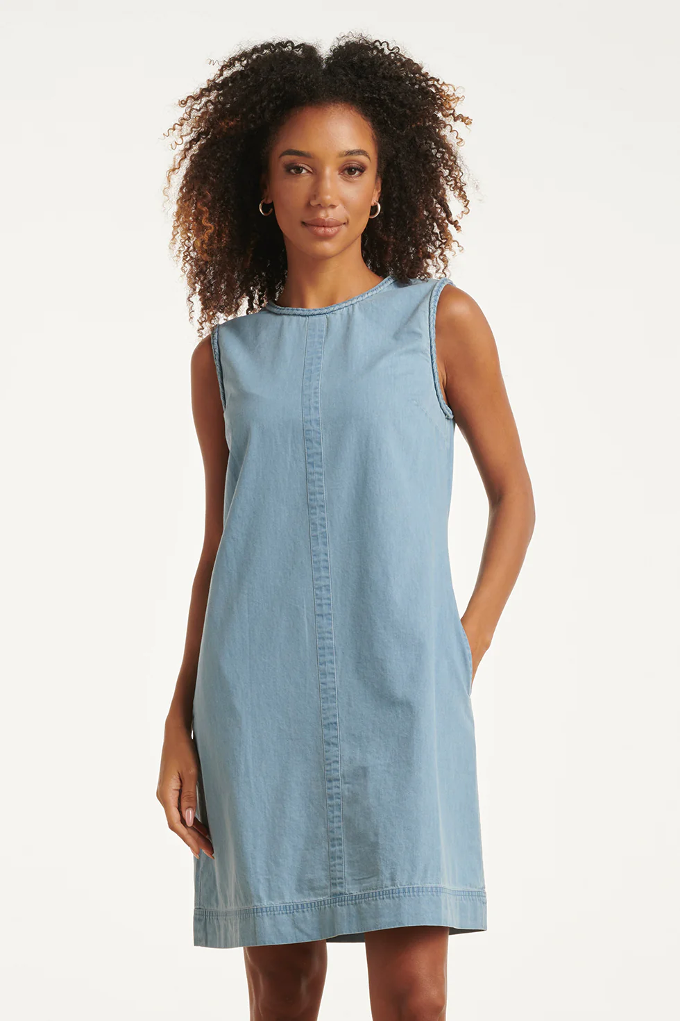 Lichtblauwe Mouwloze Denim Look Jurk | Denim - Image 2