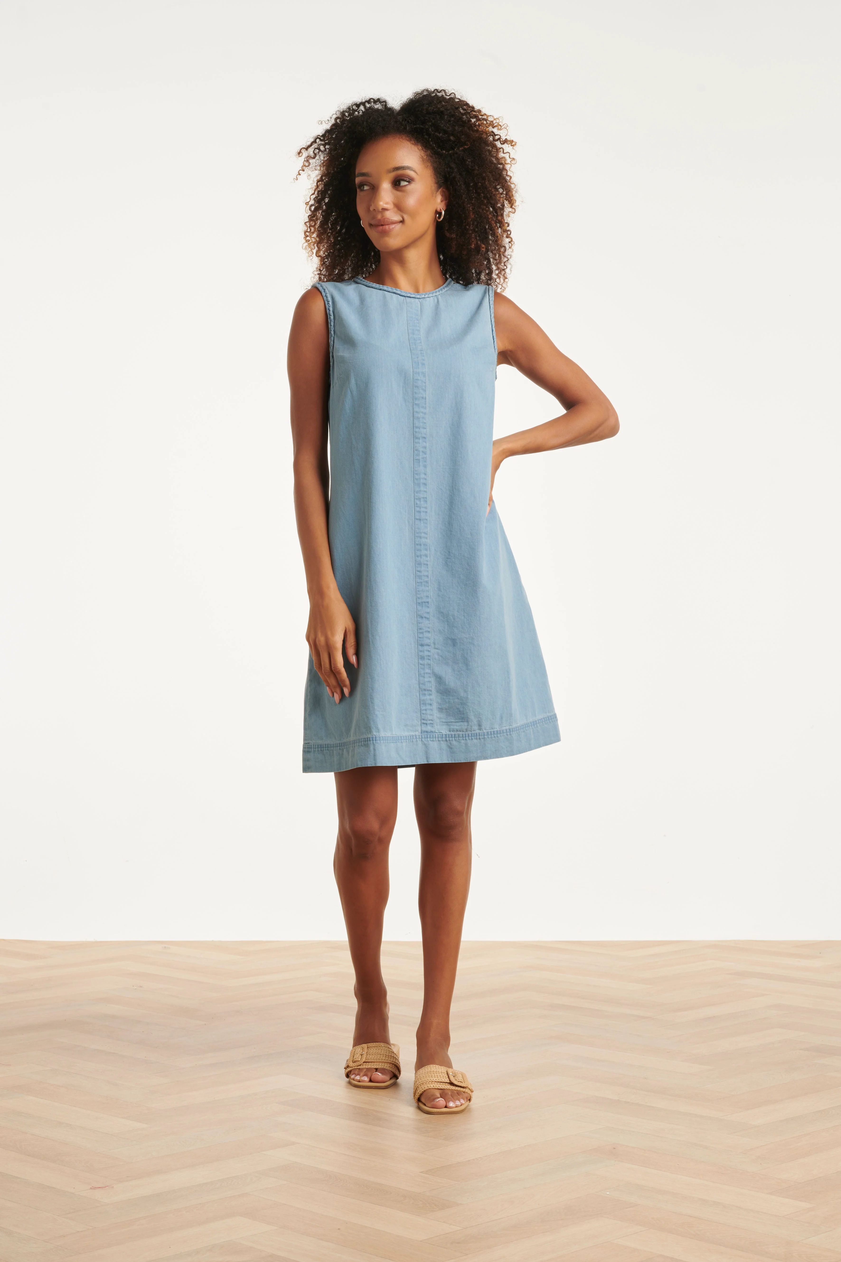 Lichtblauwe Mouwloze Denim Look Jurk | Denim - Image 6
