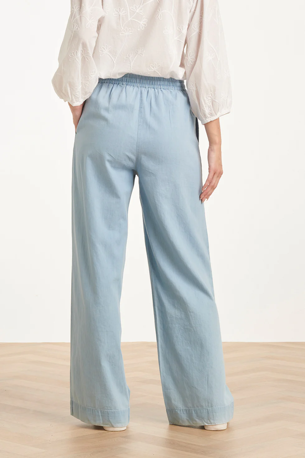 Lichtblauwe Wide Leg Broek Met Koordsluiting | Denim - Image 12