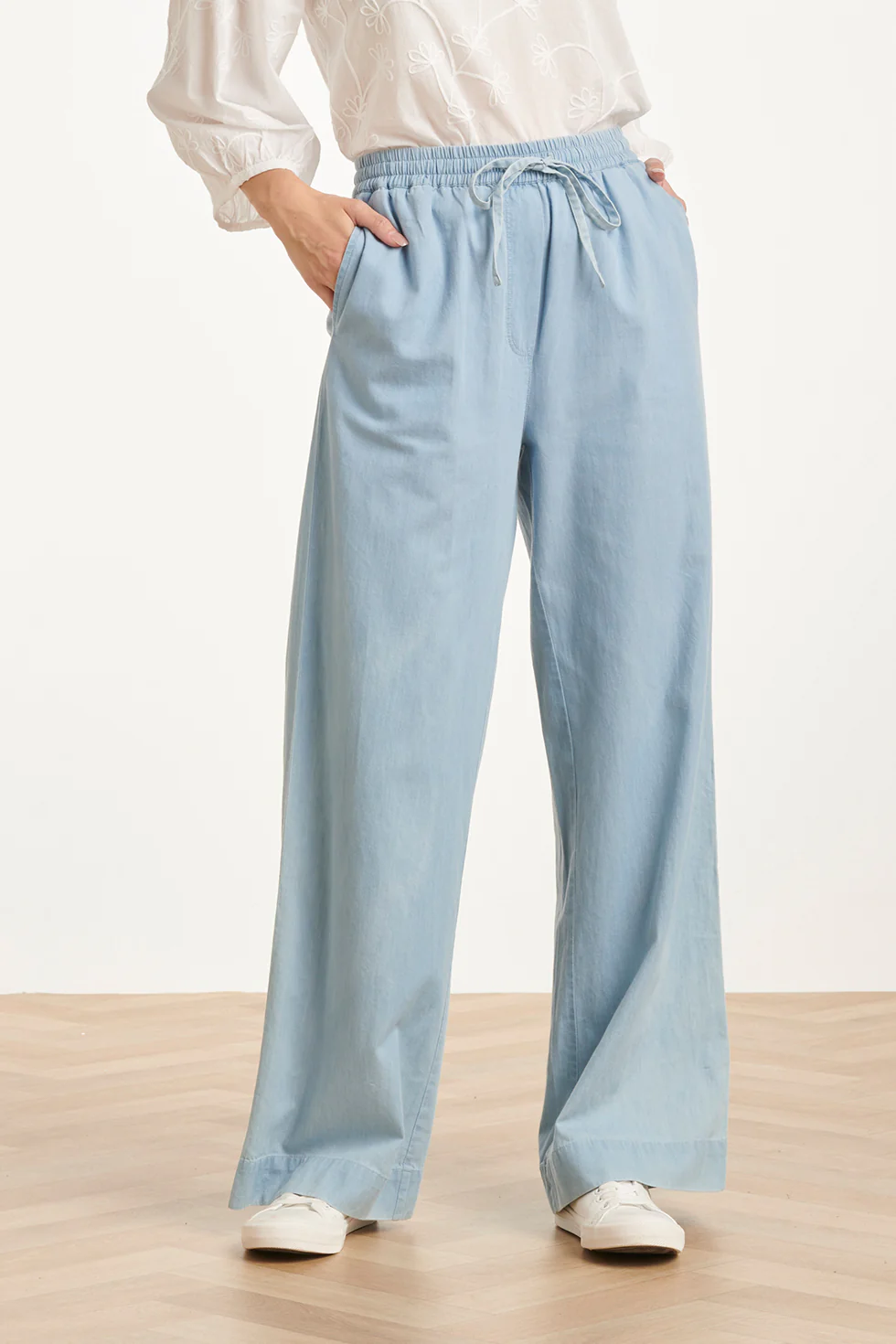 Lichtblauwe Wide Leg Broek Met Koordsluiting | Denim - Image 8