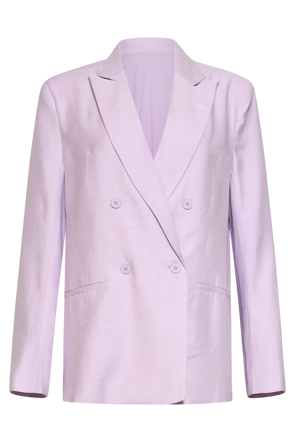 Linnen-Look Blazer Met Dubbele Knoopsluiting | Lilac - Image 2