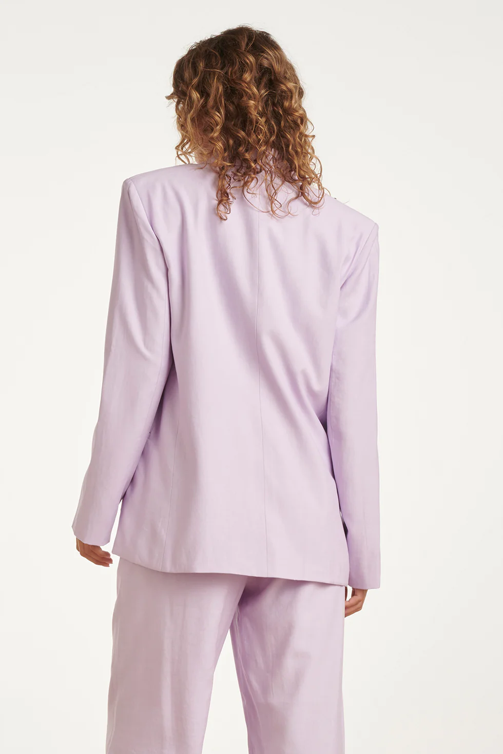 Linnen-Look Blazer Met Dubbele Knoopsluiting | Lilac - Image 6