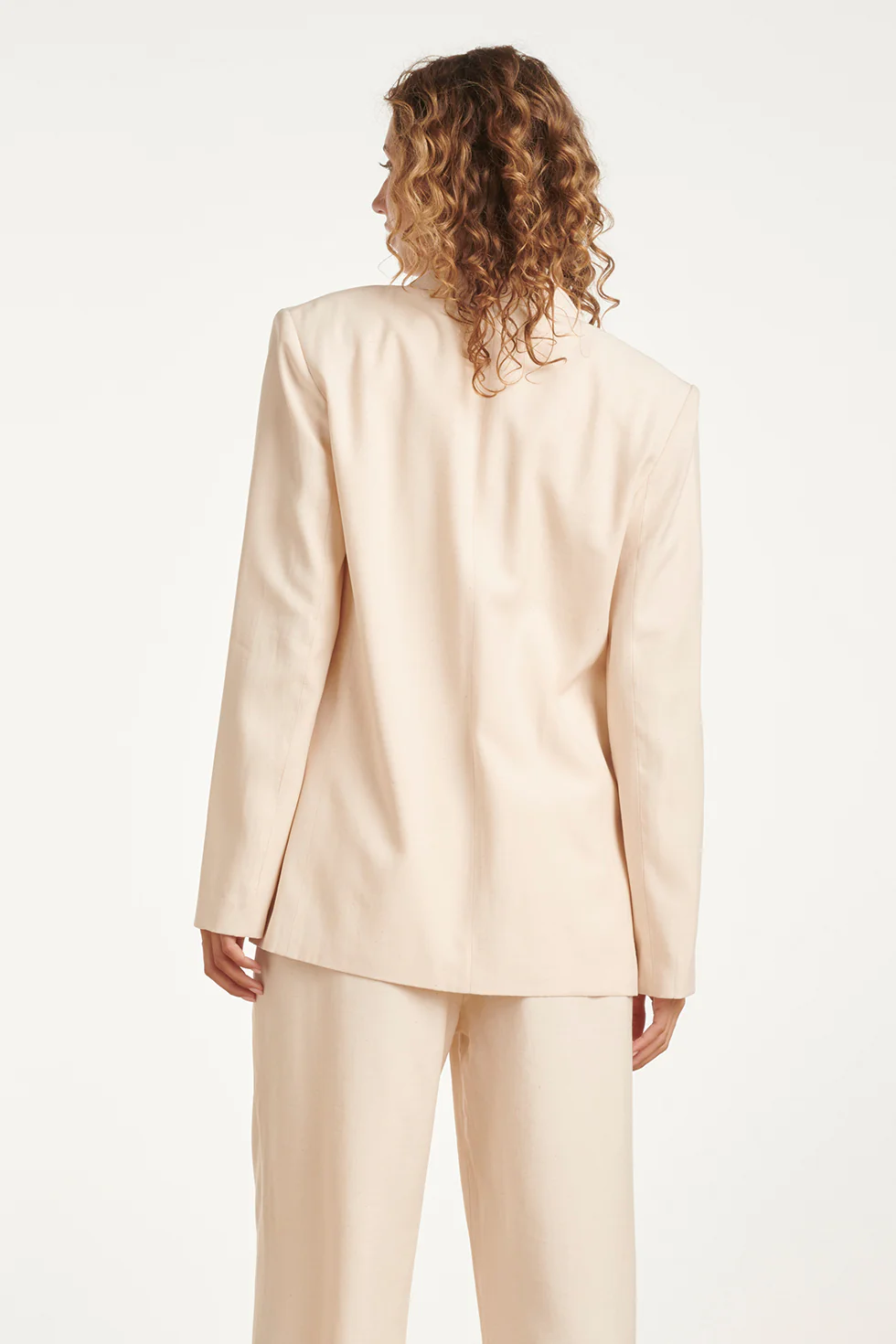 Linnen-Look Blazer Met Dubbele Knoopsluiting | Sand - Image 6