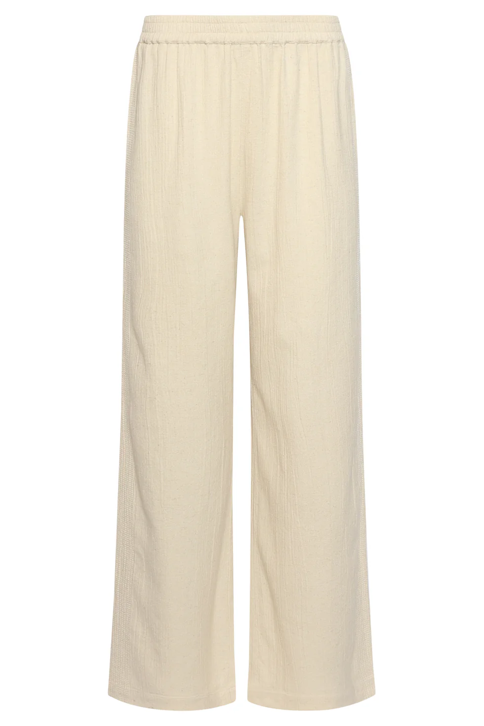 Linnen Look Wide Leg Broek In Crème Beige | Off White - Image 4