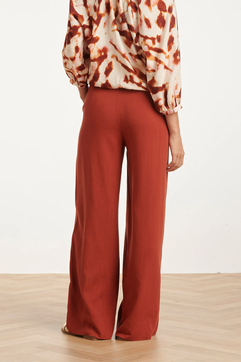 Linnen Wide Leg Pantalon | Brique - Image 6