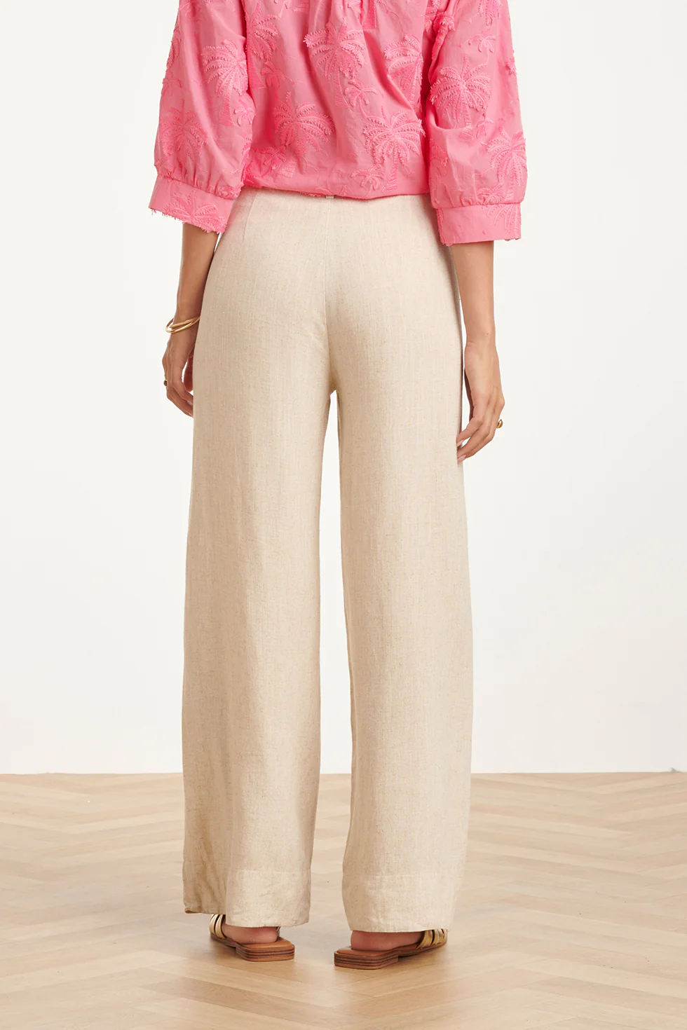 Linnen Wide Leg Pantalon | Sand - Image 6