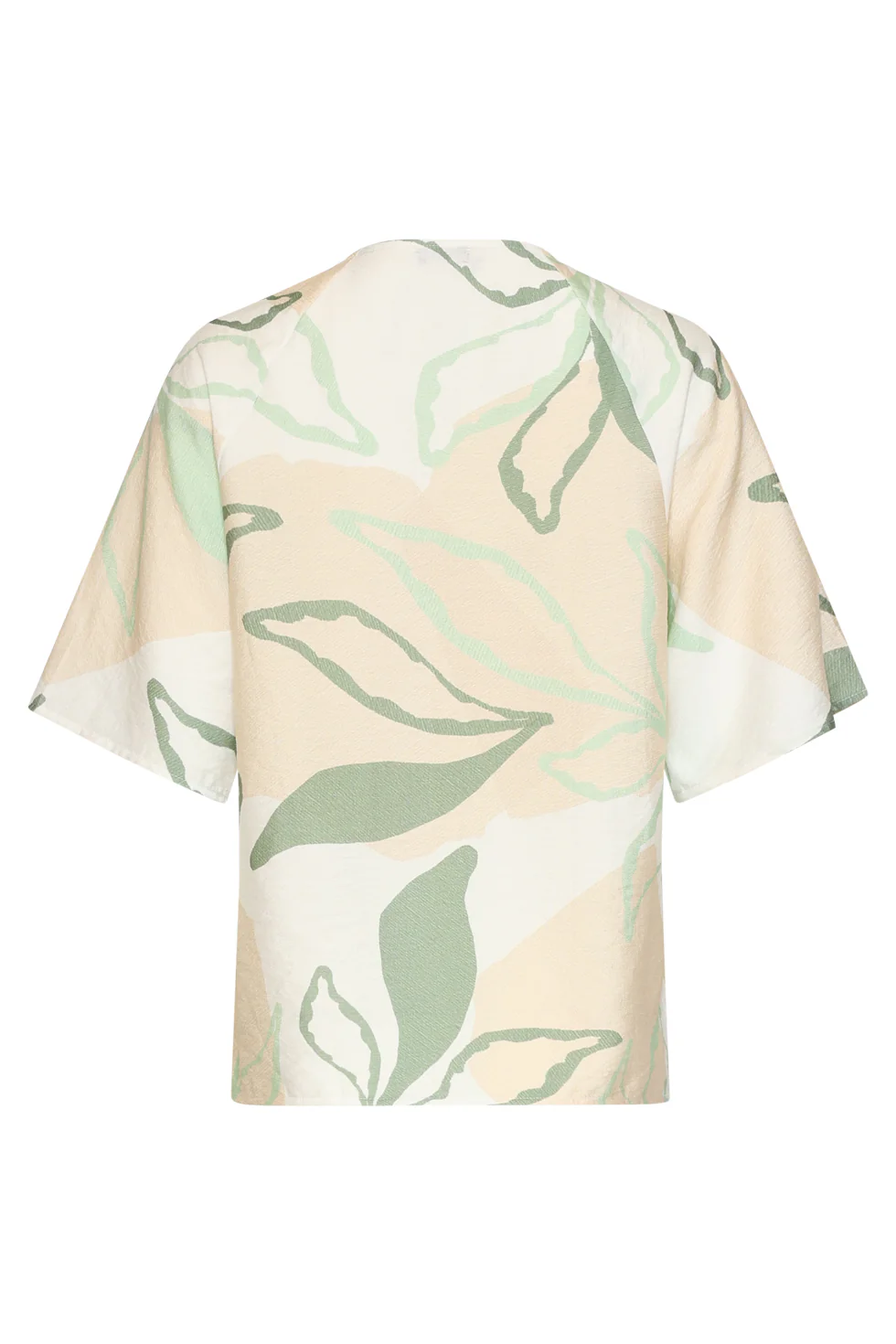 Losse Top Met Groene En Beige Bladprint En V-Hals | Soft Green - Muticolour - Image 8
