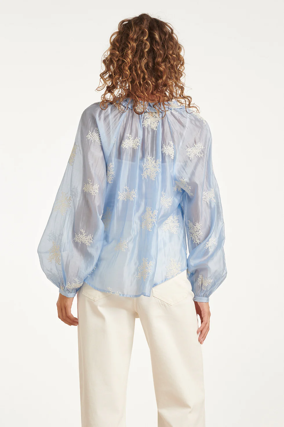 Luchtige Boho-Blouse Met Geborduurde Print | Light Blue - Image 6