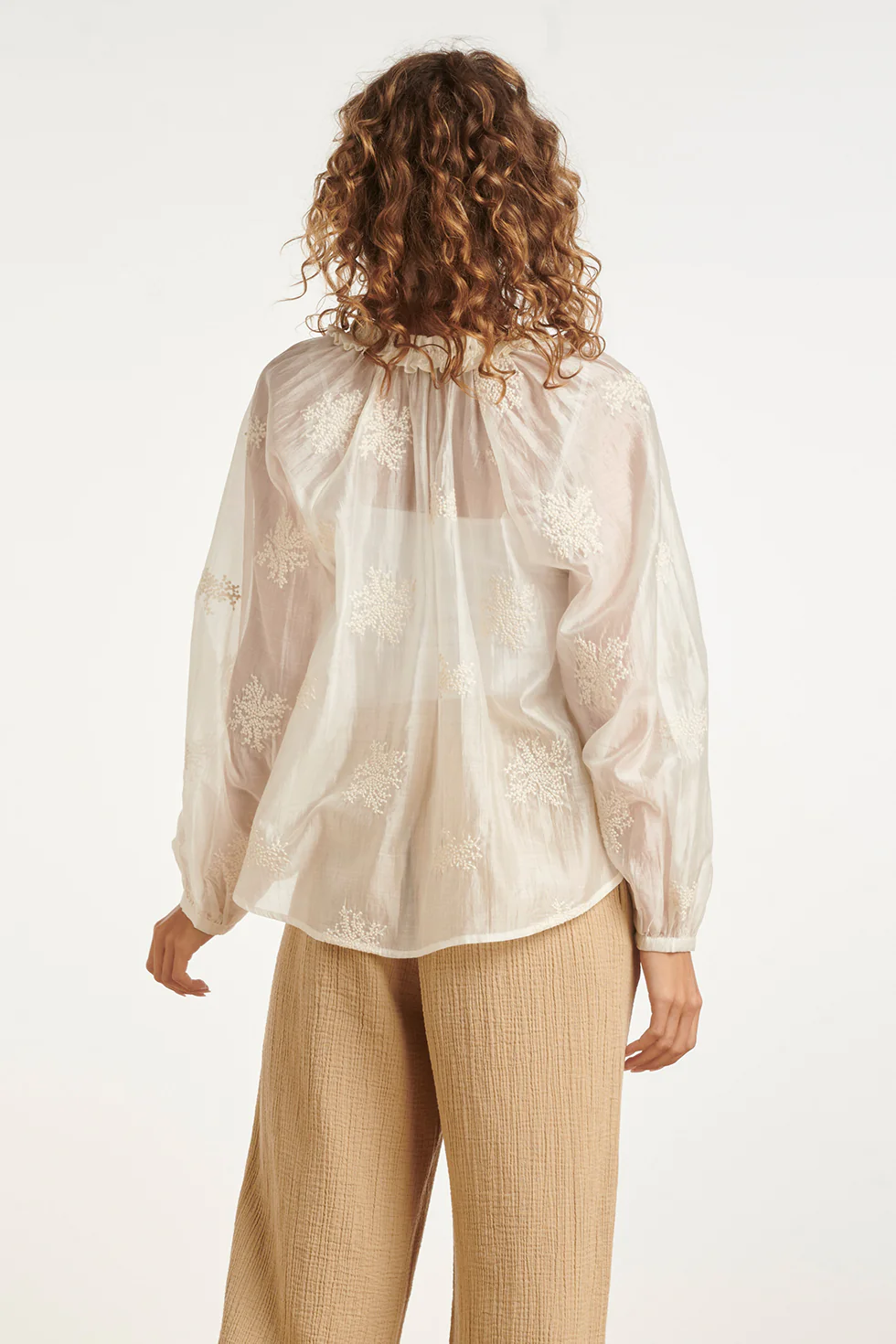 Luchtige Boho-Blouse Met Geborduurde Print | Off White - Image 6