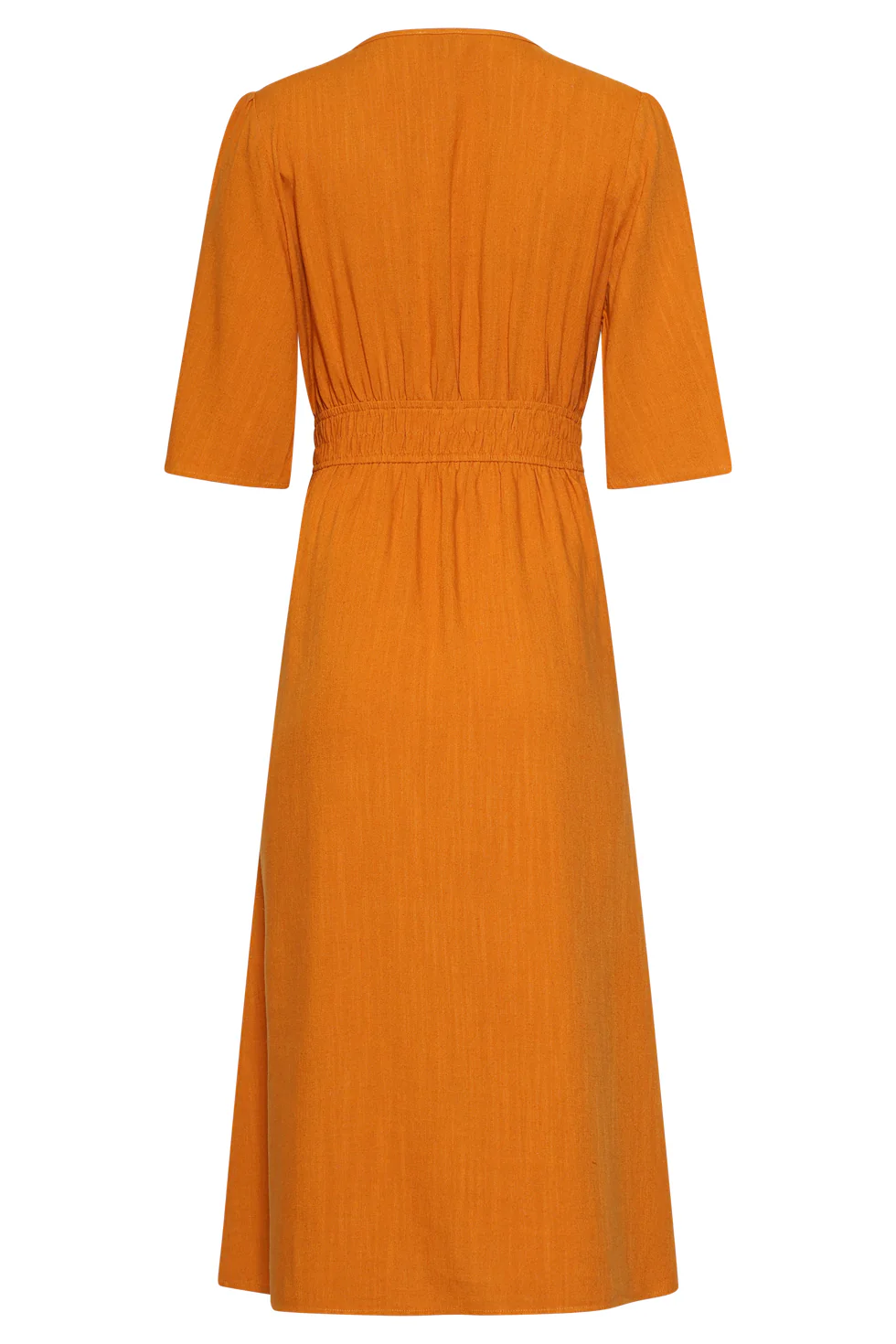 Luchtige Linnen Midi-Jurk Met Vetersluiting | Mustard - Image 7