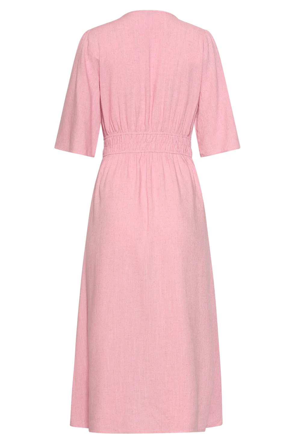 Luchtige Linnen Midi-Jurk Met Vetersluiting | Pink - Image 7