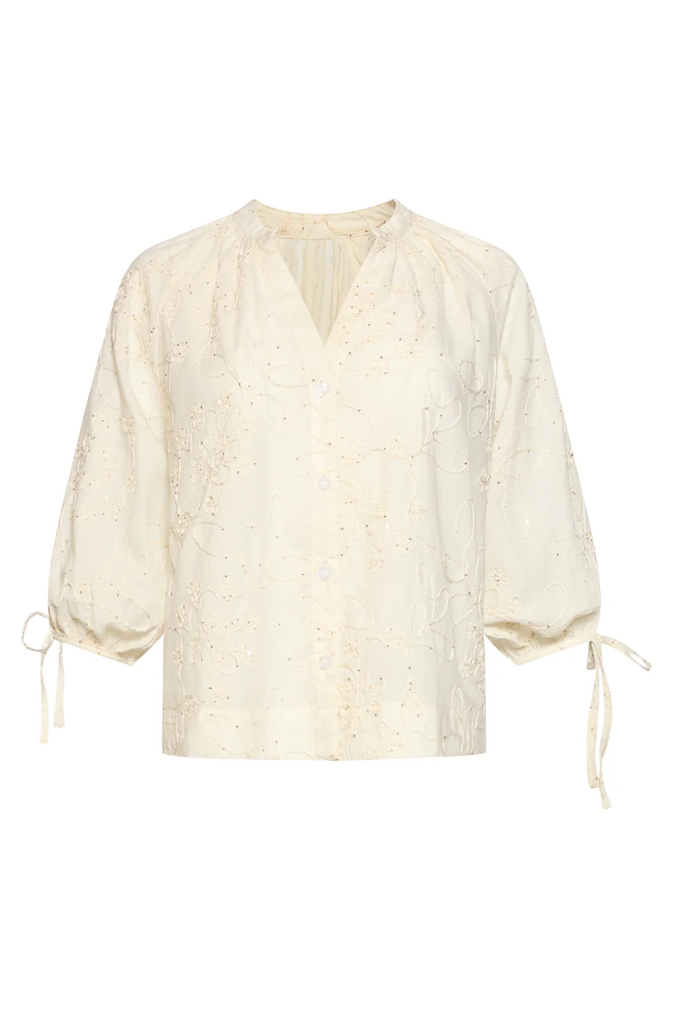 Luchtige Off-White Blouse Met Sierlijk Borduurwerk | White - Image 2