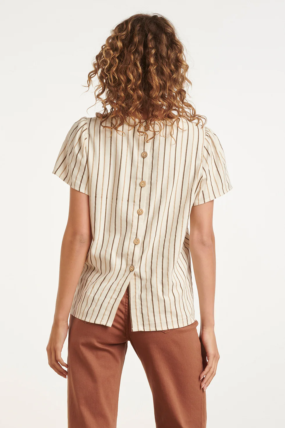 Luchtige Top Met Verticale Streep Print | Sand - Brown - Image 6