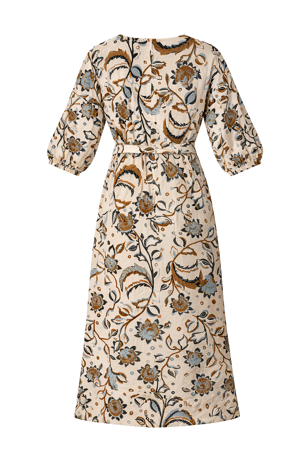 Maxi Jurk Met Bloemenprint In Beige, Blauw En Bruin | Muticolour - Image 7