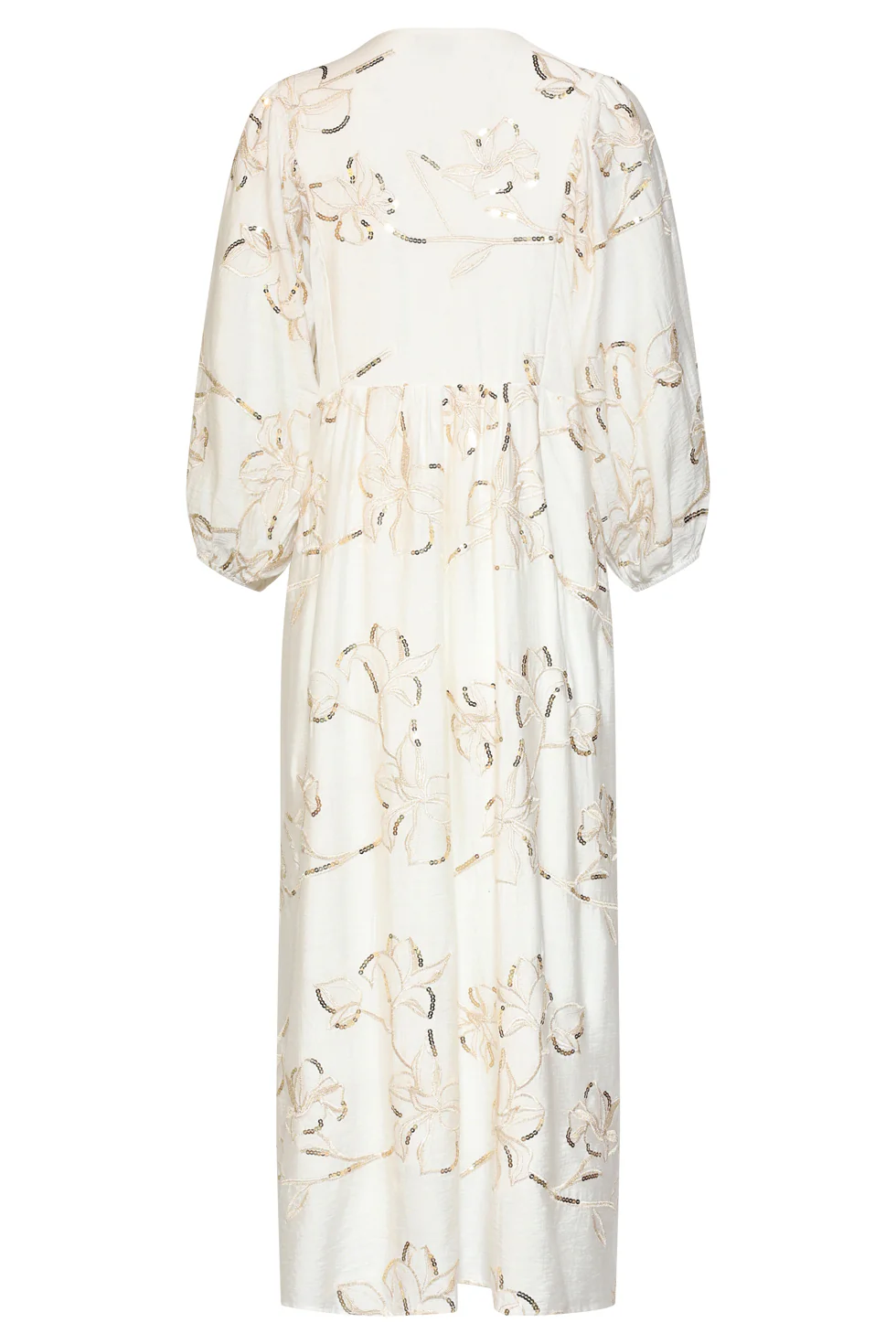 Maxi Jurk Met Gouden Borduursels En Pailletten | Off White - Gold - Image 13