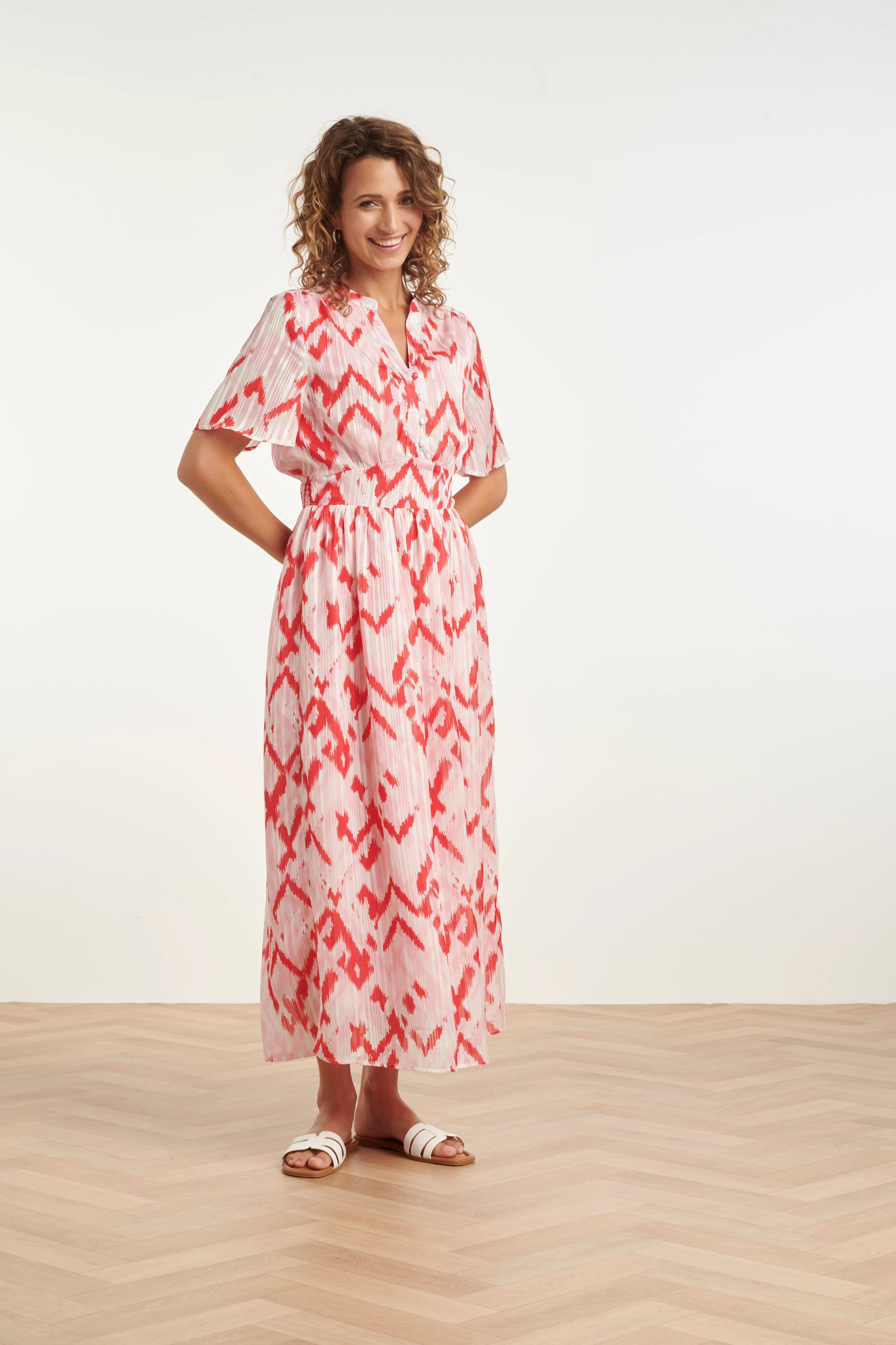 Maxi-Jurk Met Zigzag Aztec Print In Roze En Wit | Red - Pink - Image 4