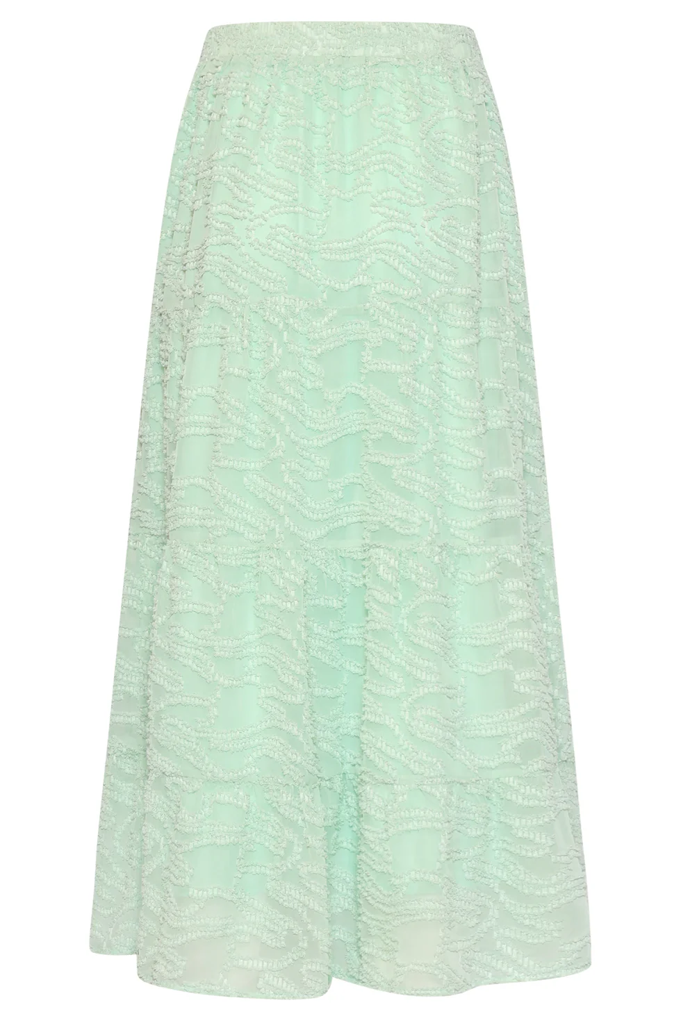 Maxi Rok Met Abstracte Structuur En Elastische Taille | Soft Green - Image 13
