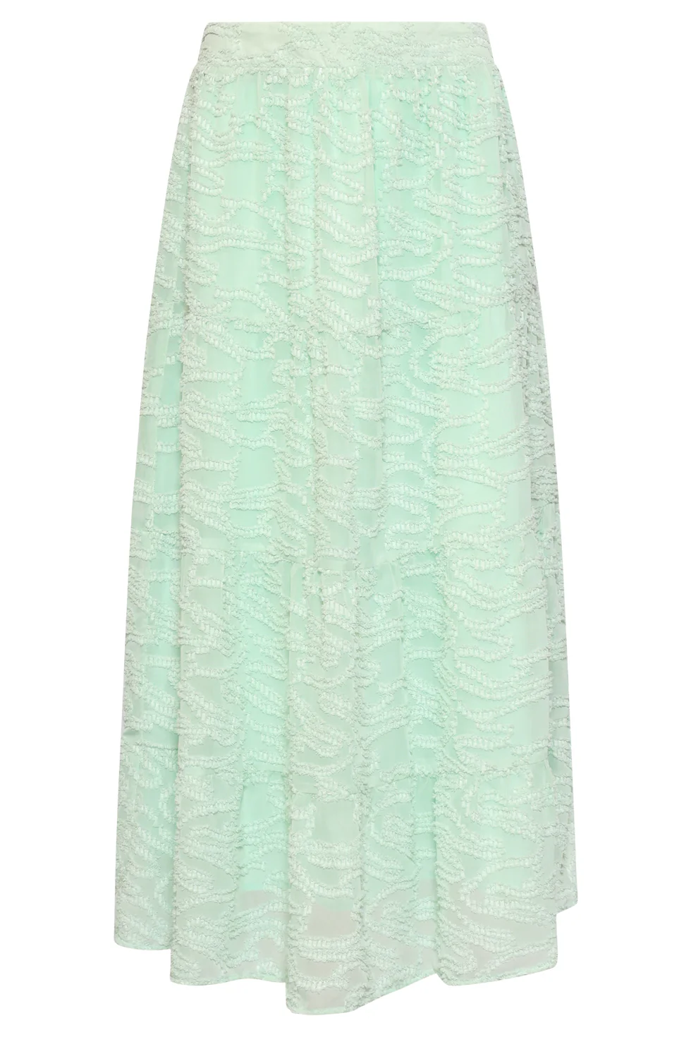 Maxi Rok Met Abstracte Structuur En Elastische Taille | Soft Green - Image 4