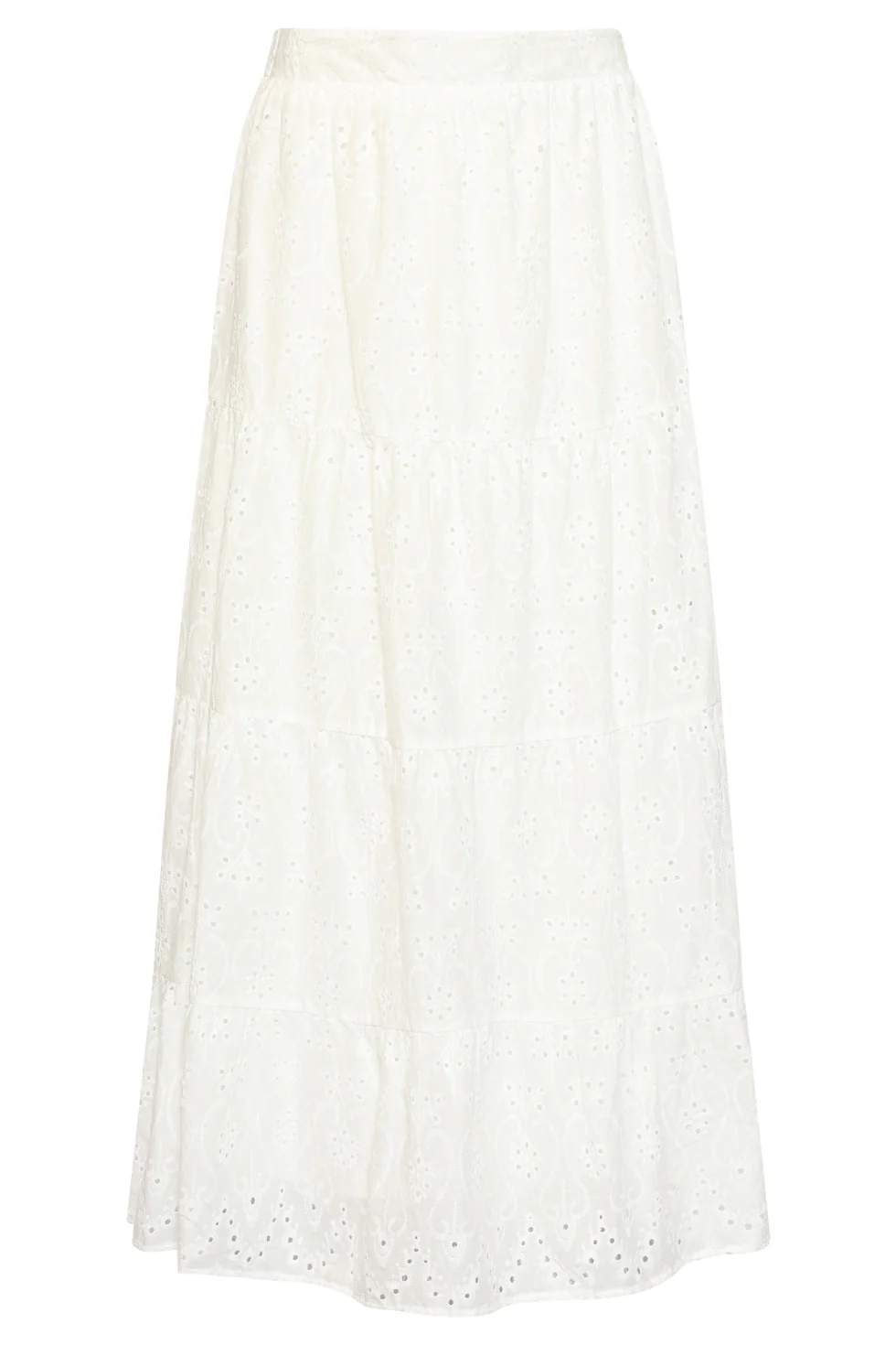 Maxi Rok Met Abstracte Structuur En Elastische Taille | White - Image 3