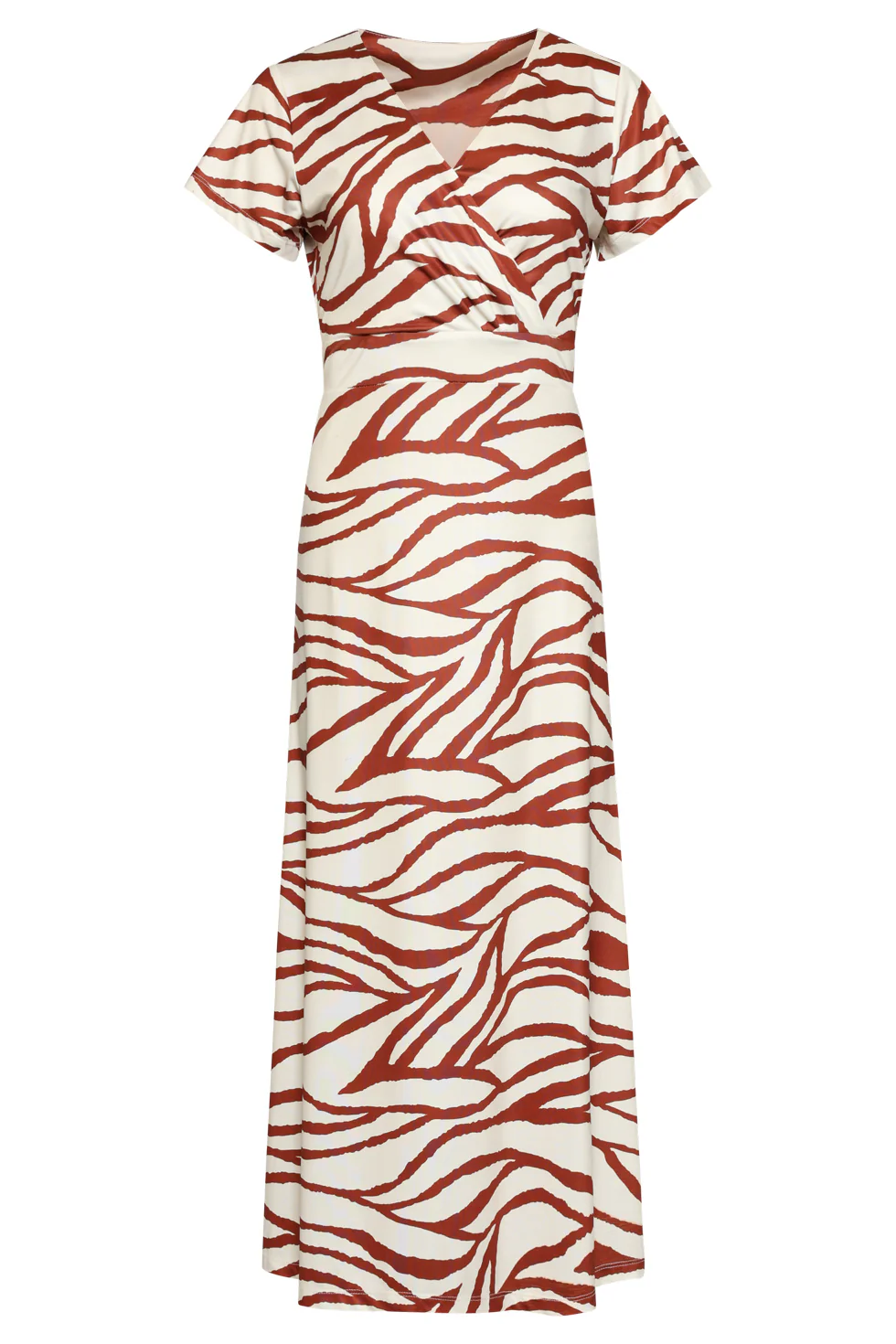 Maxi Stretch Jurk Met Bruine Zebraprint | Brique - Off White - Image 2