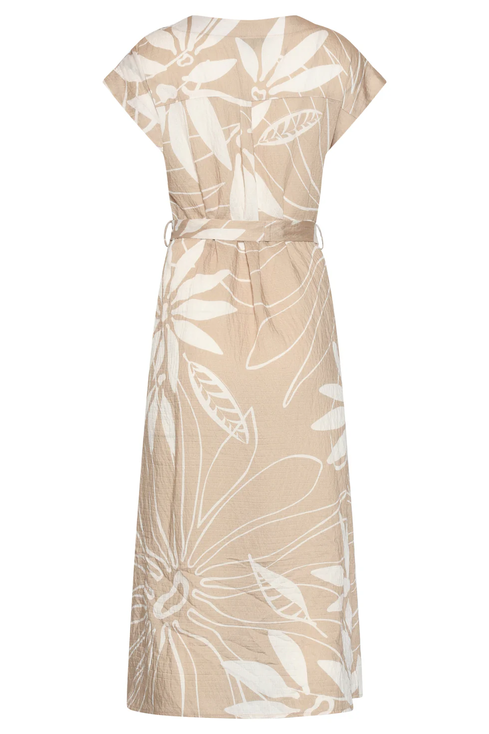 Midi-Jurk Met Bloemprint En Korte Mouwen - Beige/Wit | Dark Sand - Off White - Image 7