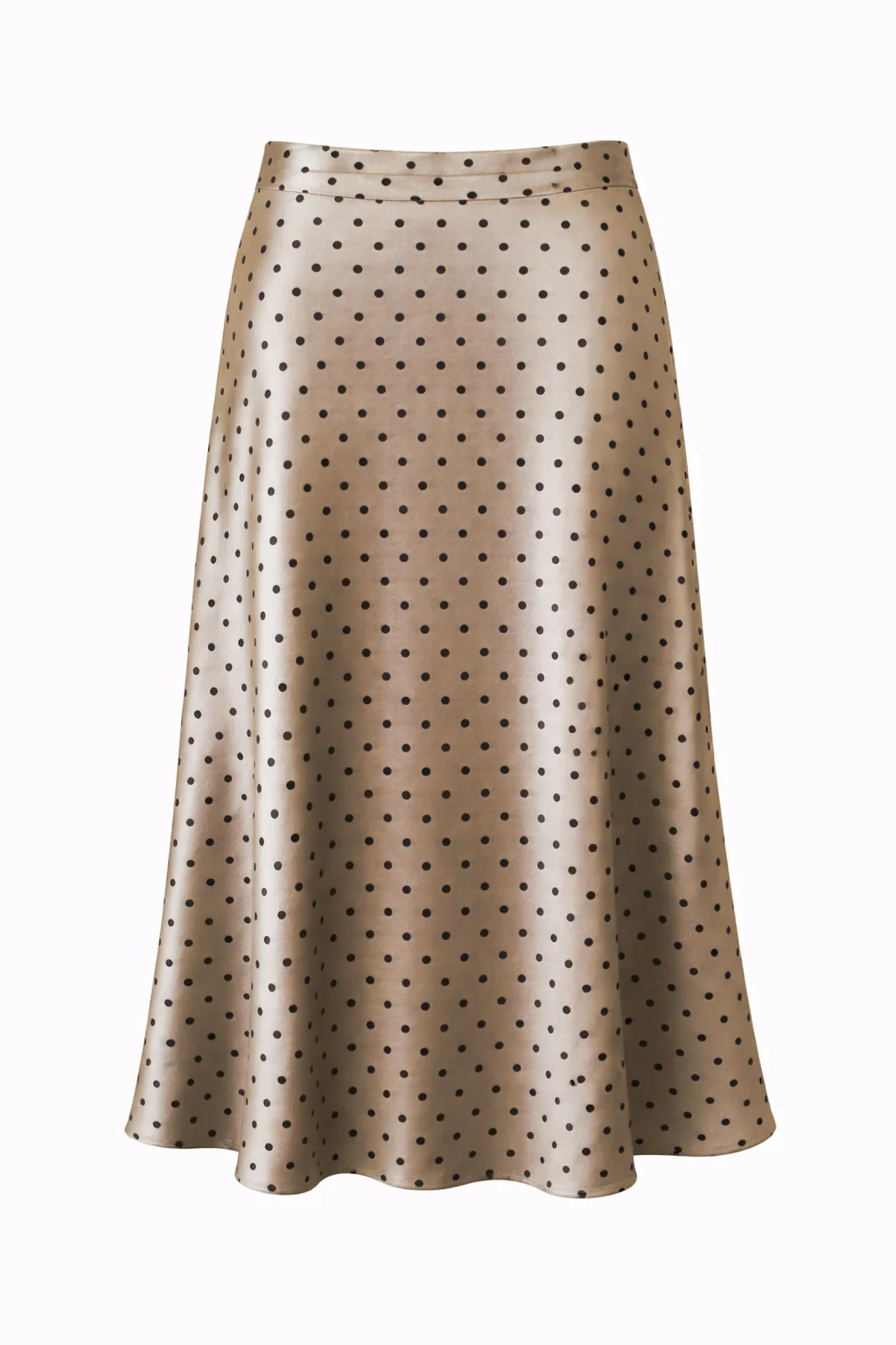 Midi Rok In Champagne Met Zwarte Stippenprint | Silver - Black - Image 2