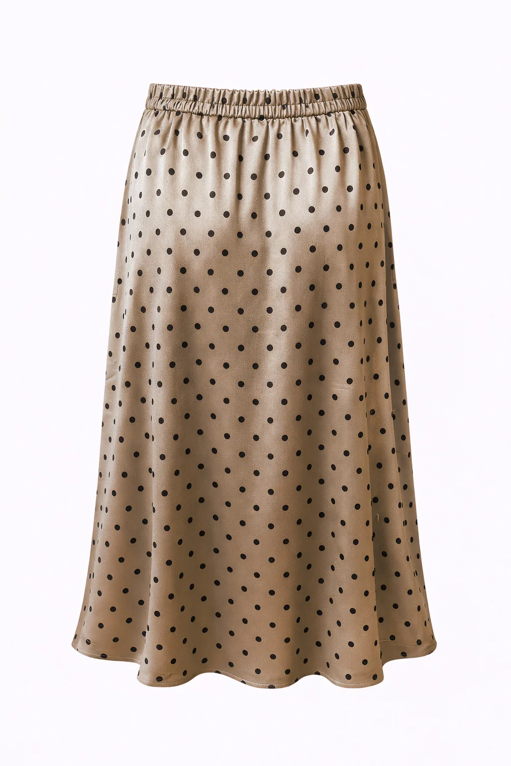 Midi Rok In Champagne Met Zwarte Stippenprint | Silver - Black - Image 7
