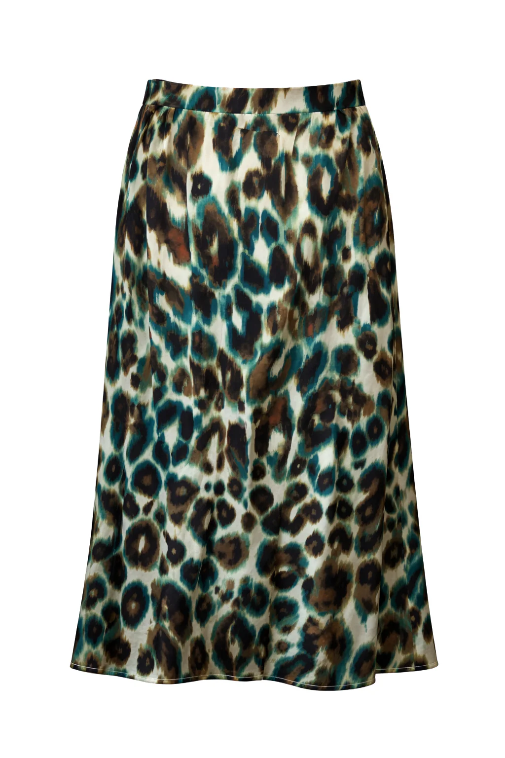 Midi Rok Met Abstracte Dierenprint In Groen En Bruin | Muticolour - Image 2