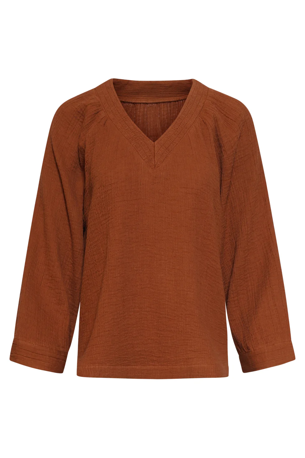 Mousseline Top Met V-Hals | Brown - Image 11