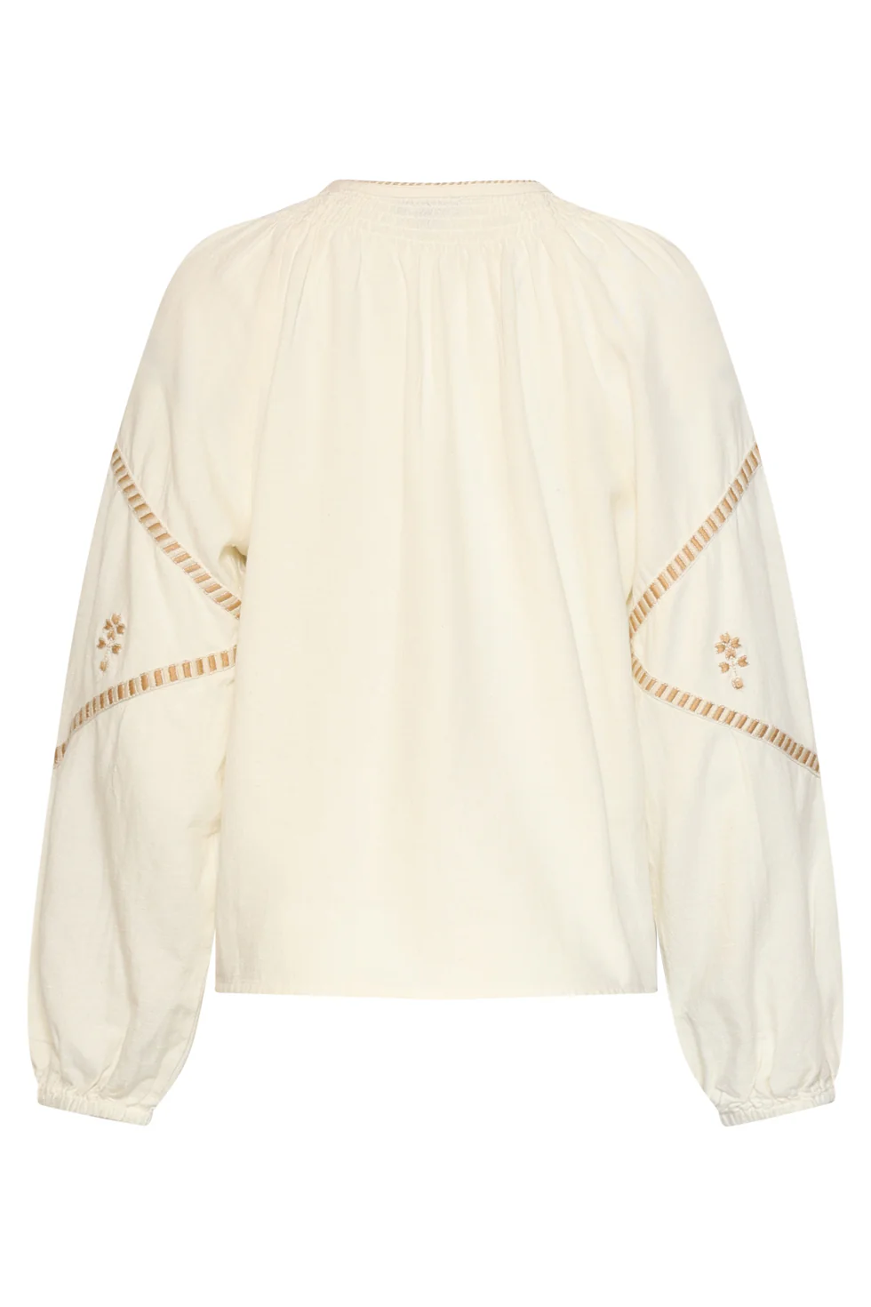 Off White Blouse Met Gouden Borduursels En Koorddetail | Off White - Sand - Image 14