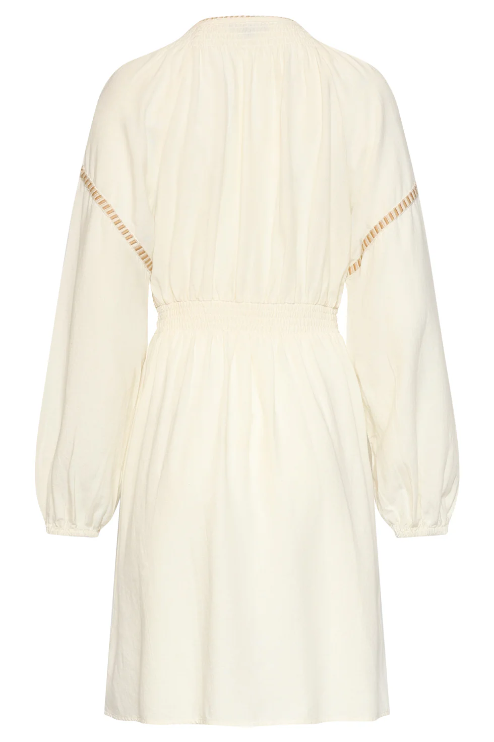 Off White Jurk Met Gouden Borduursels En Taille Elastiek | Off White - Sand - Image 13