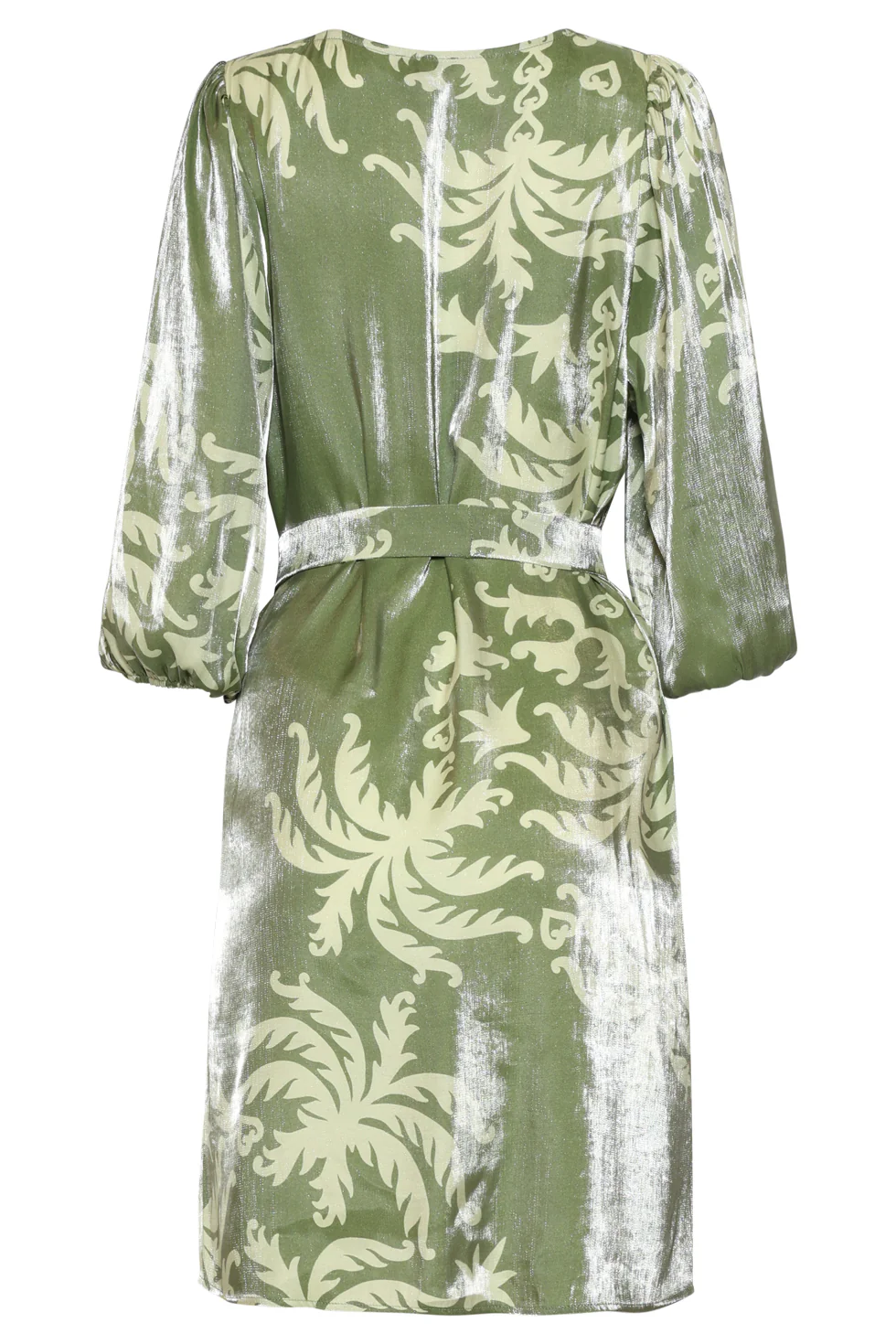 Olijfgroene Jurk Met Palmprint En Ceintuur | Army - Light Army - Image 7