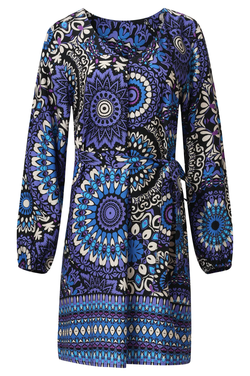 Ornamentale Jurk In Paars En Blauw Tinten | Purple-Multicolour - Image 6
