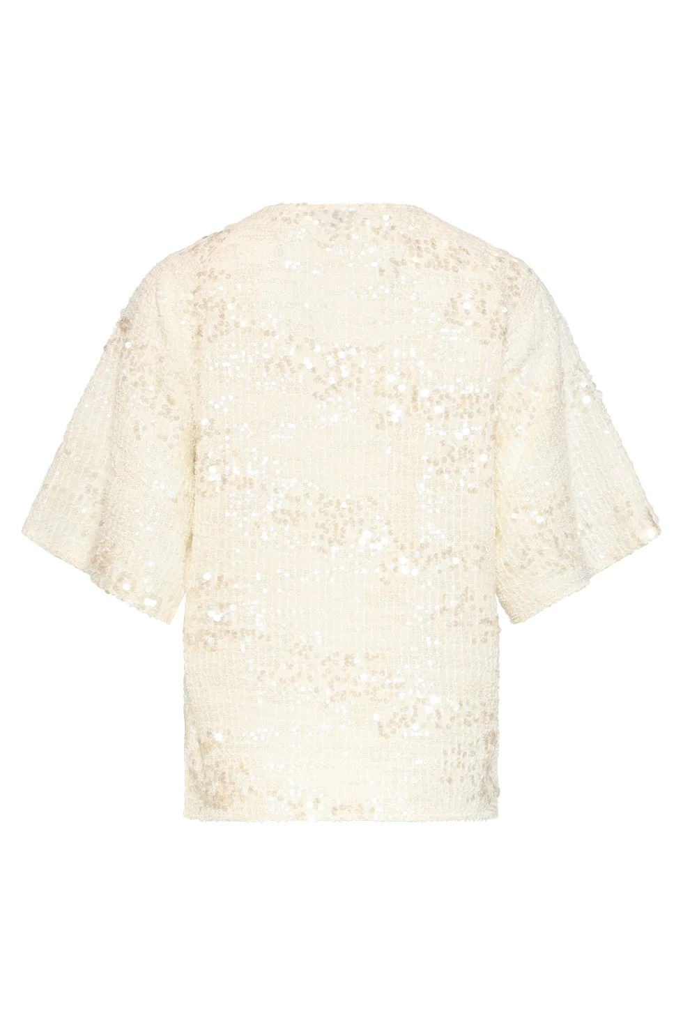 Pailletten Top Met Korte Mouwen En Relaxte Fit | Off White - Silver - Image 14