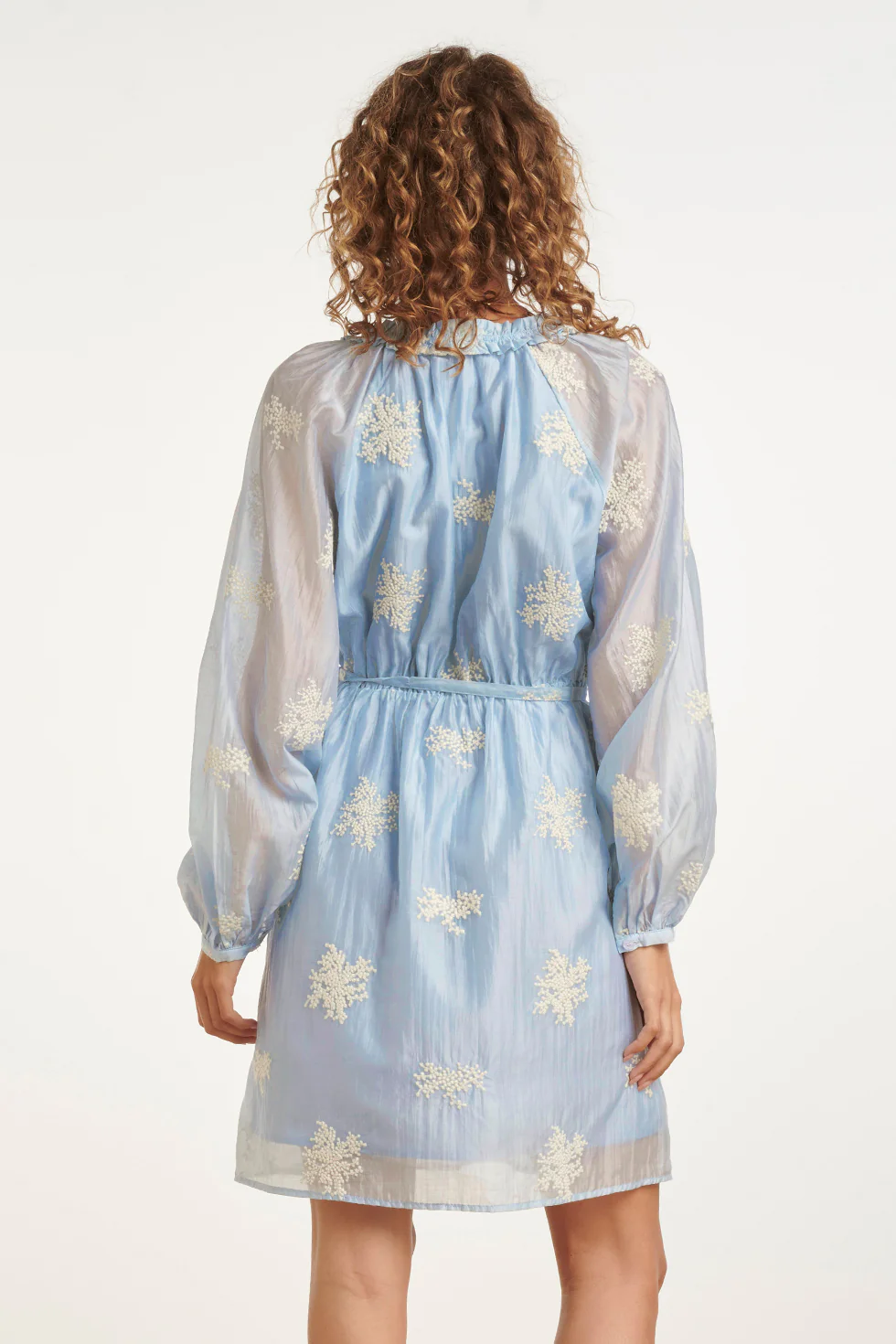 Romantische Kortejurk Met Ruches En Taillekoord | Light Blue - Image 6
