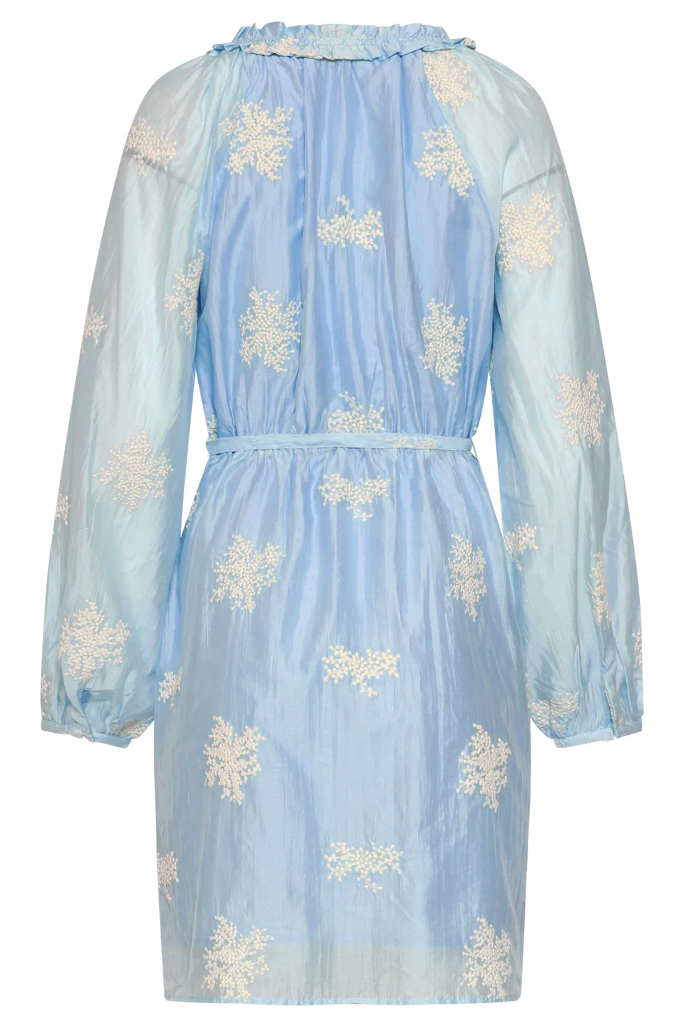Romantische Kortejurk Met Ruches En Taillekoord | Light Blue - Image 7