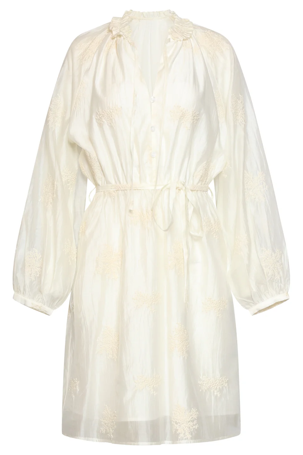 Romantische Kortejurk Met Ruches En Taillekoord | Off White - Image 2