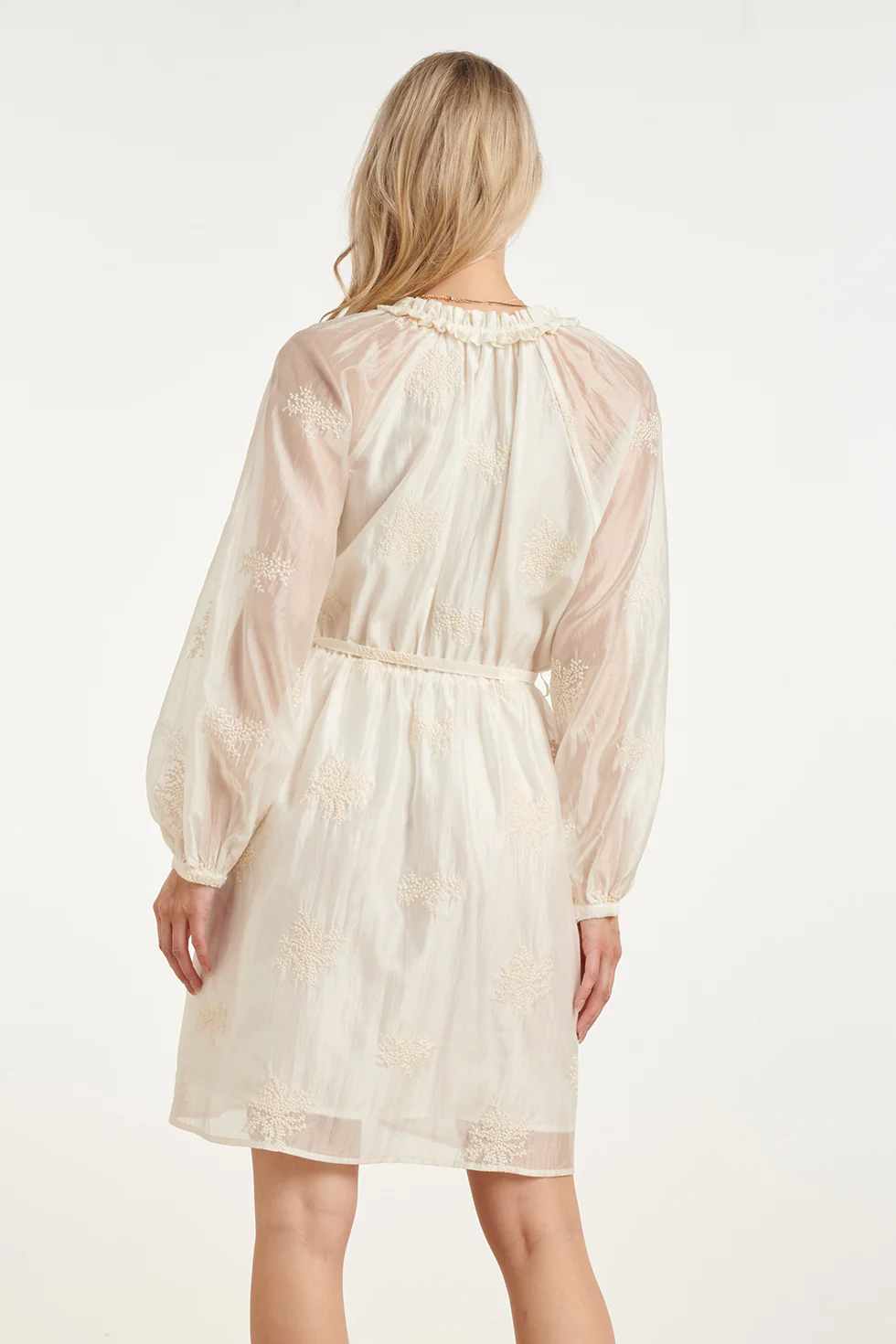 Romantische Kortejurk Met Ruches En Taillekoord | Off White - Image 7