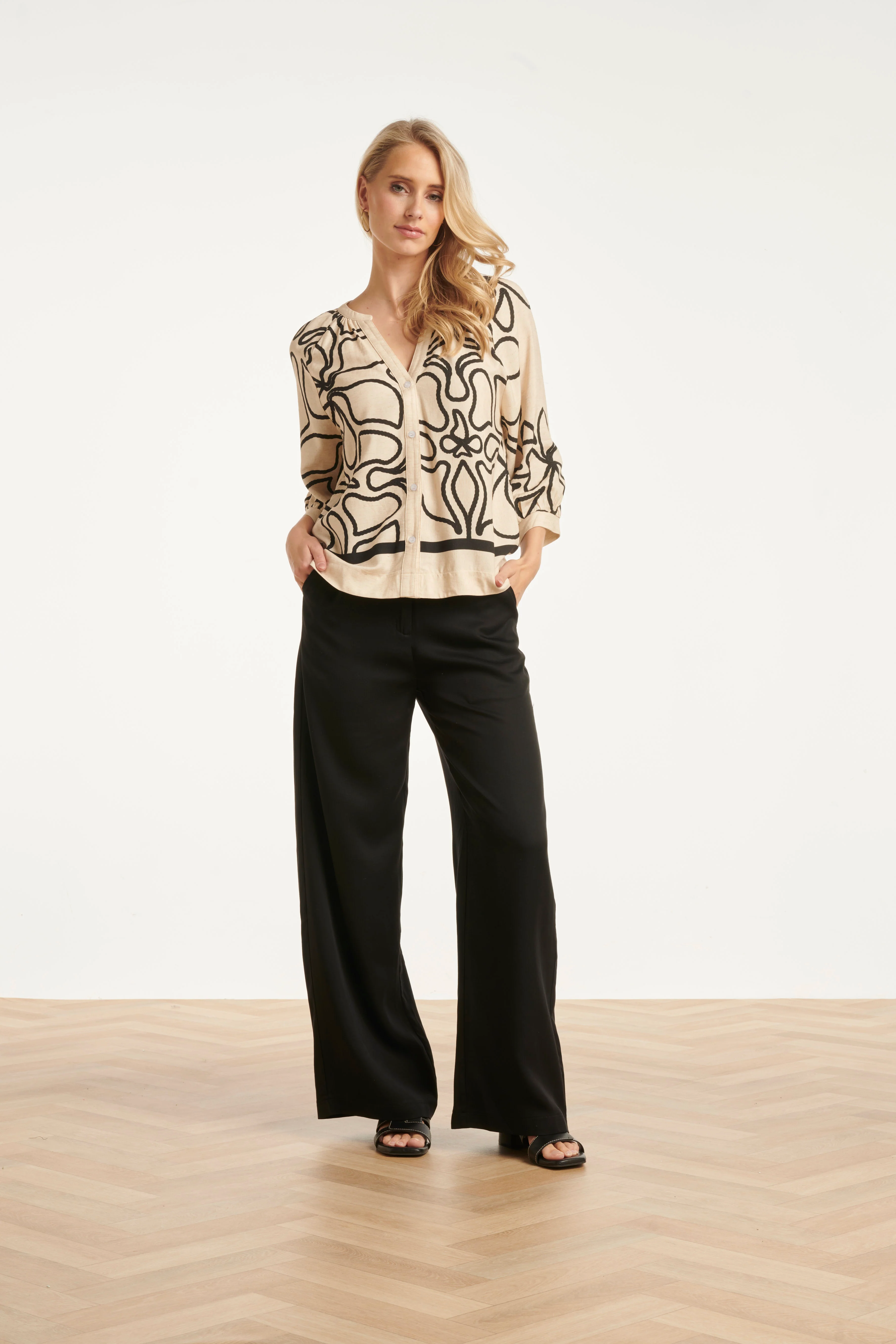 Soepel Dames Pantalon Met Wijde Pijpen | Black - Image 2
